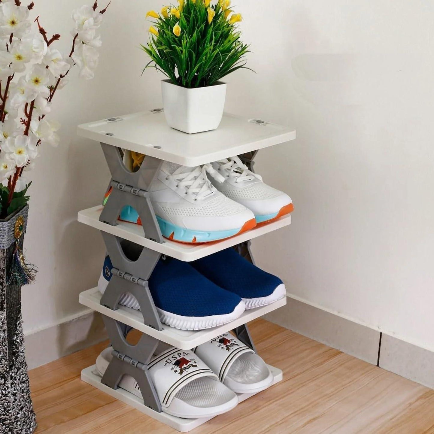 Foldable Space Saving Shoes Rack 3 Layer – Multi-Tier Shoe Organizer for Home, Bedroom & Entryway