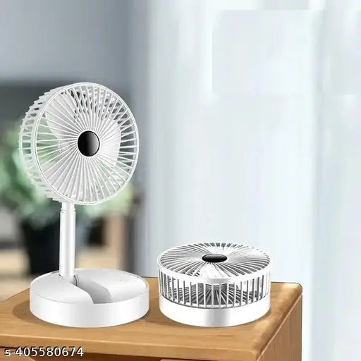 USB Rechargeable Foldable Desk Fan – Portable Telescopic Fan with 3 Speed Control & Phone Stand