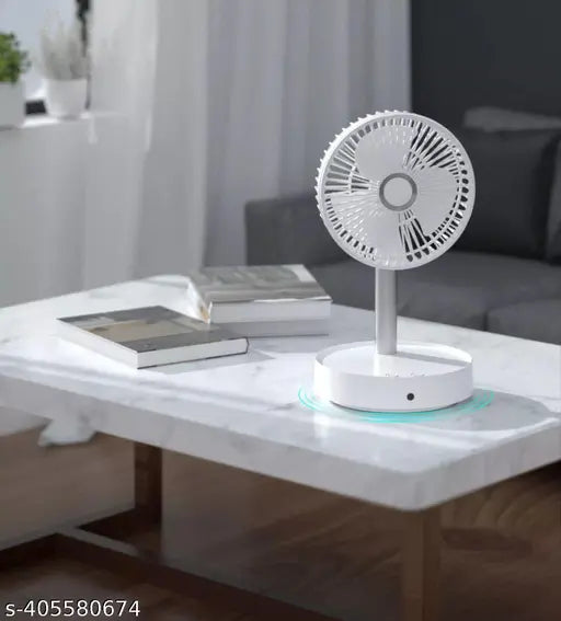 USB Rechargeable Foldable Desk Fan – Portable Telescopic Fan with 3 Speed Control & Phone Stand