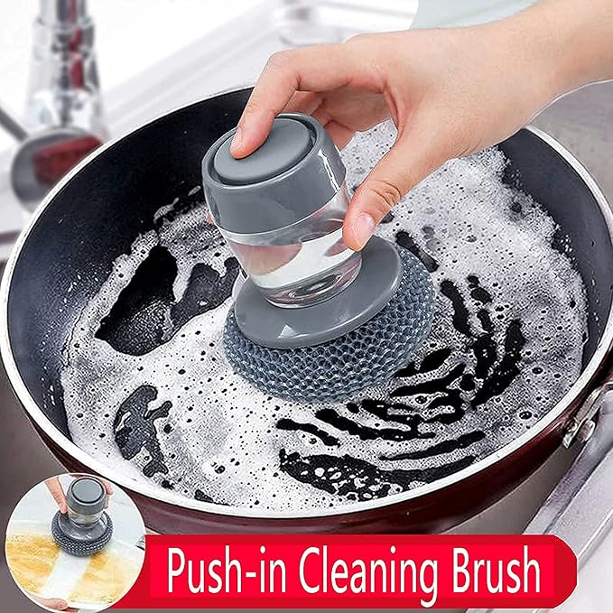 Soap Dispensing Dish Brush – Kitchen Cleaning Brush with Built-in Liquid Dispenser