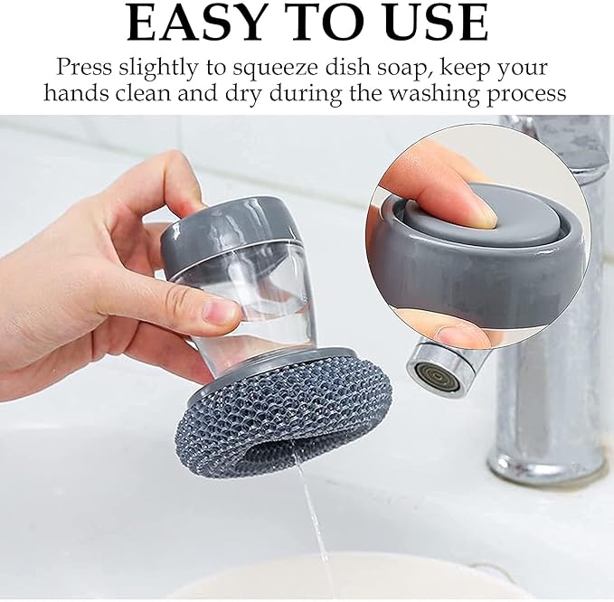 Soap Dispensing Dish Brush – Kitchen Cleaning Brush with Built-in Liquid Dispenser