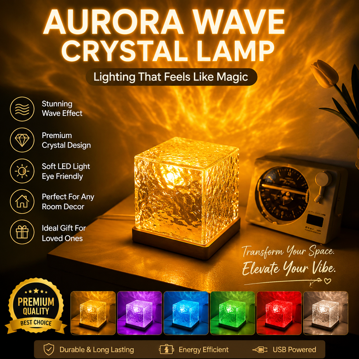 Aurora Wave Crystal Lamp™ – Romantic LED Ocean Glow Night Light for Bedroom & Home Decor