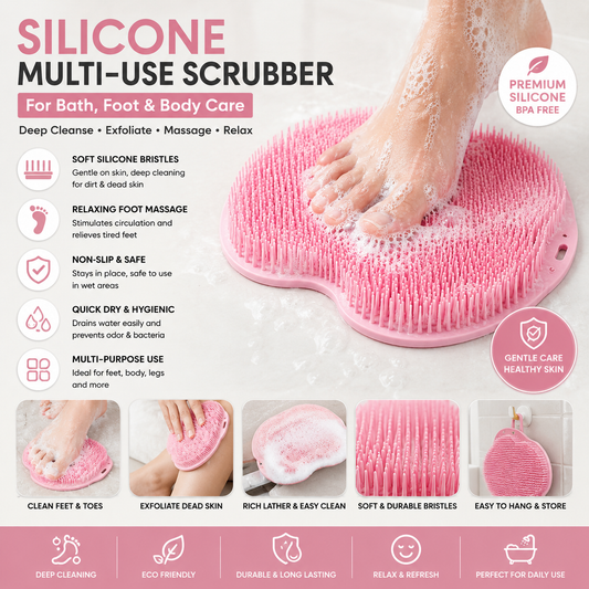 Silicone Bath & Foot Scrubber | Exfoliating Massage Mat
