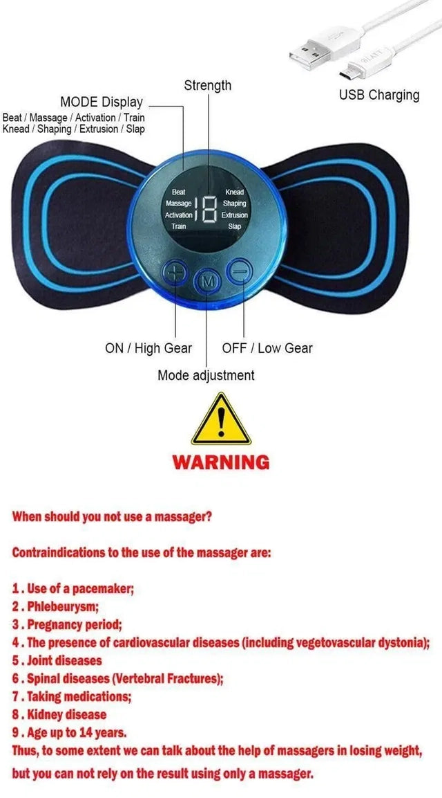 Mini Electric Massager – 8 Modes & 19 Intensity Levels