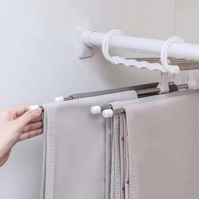 Stainless Steel Foldable Clothes Hanger | 5-in-1 Space Saver