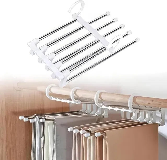 Stainless Steel Foldable Clothes Hanger | 5-in-1 Space Saver