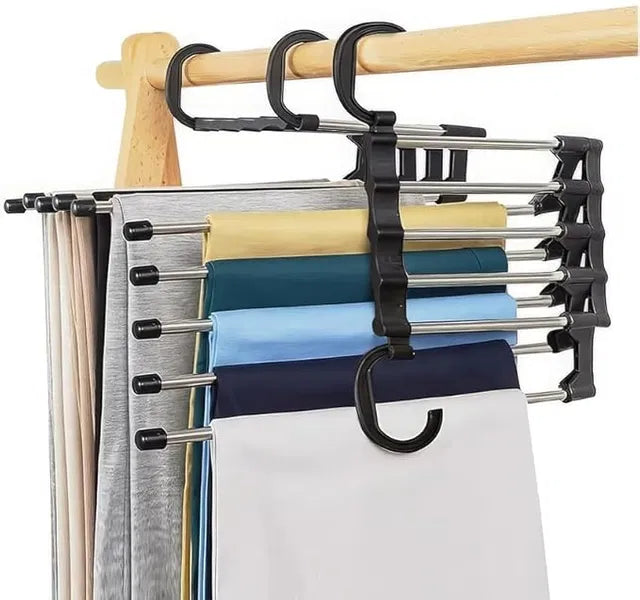 Stainless Steel Foldable Clothes Hanger | 5-in-1 Space Saver